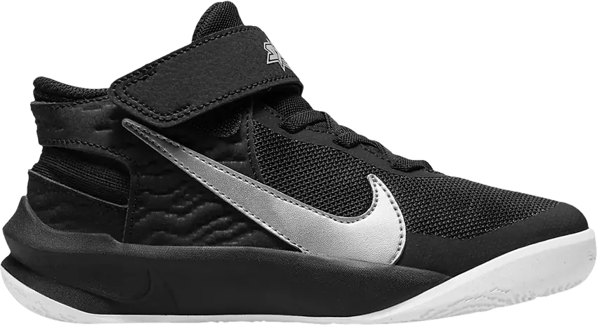  Nike Team Hustle D10 FlyEase PS &#039;Black Metallic Silver&#039;