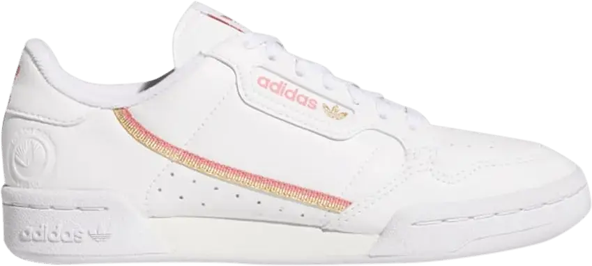  Adidas adidas Continental 80 Vegan White Hazy Rose (Women&#039;s)