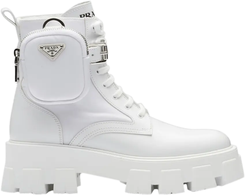  Prada Wmns Monolith Leather and Re-Nylon Boot &#039;White&#039;