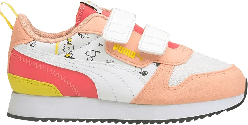  Puma Peanuts x R78 Little Kid &#039;Snoopy, Woodstock and Charlie Brown - Apricot Blush&#039;