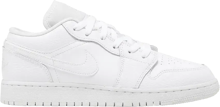  Nike Jordan 1 Low Triple White Tumbled Leather (GS)