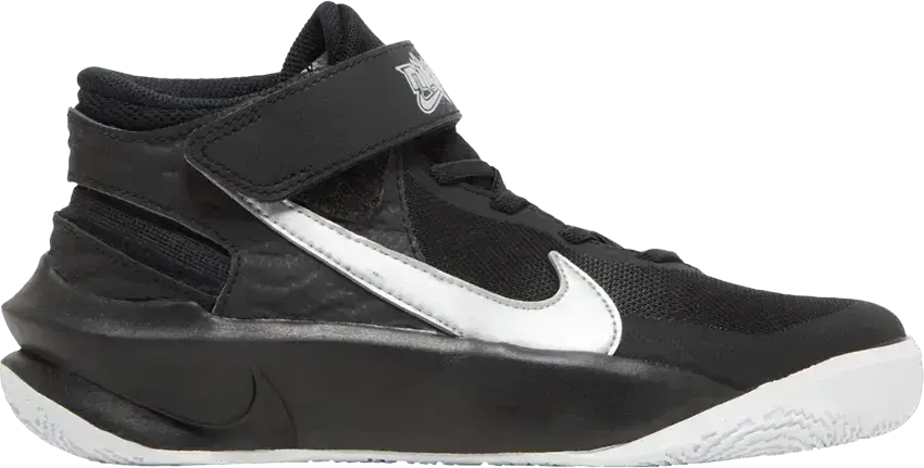  Nike Team Hustle D10 FlyEase GS &#039;Black Metallic Silver&#039;