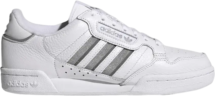  Adidas adidas Continental 80 Stripes White Silver Metallic (Women&#039;s)