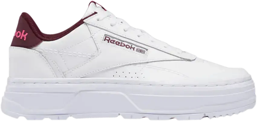  Reebok Club C Double Geo Cloud White Maroon (Women&#039;s)