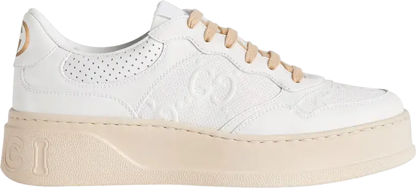  Gucci Wmns GG Embossed Sneaker &#039;White Beige&#039;