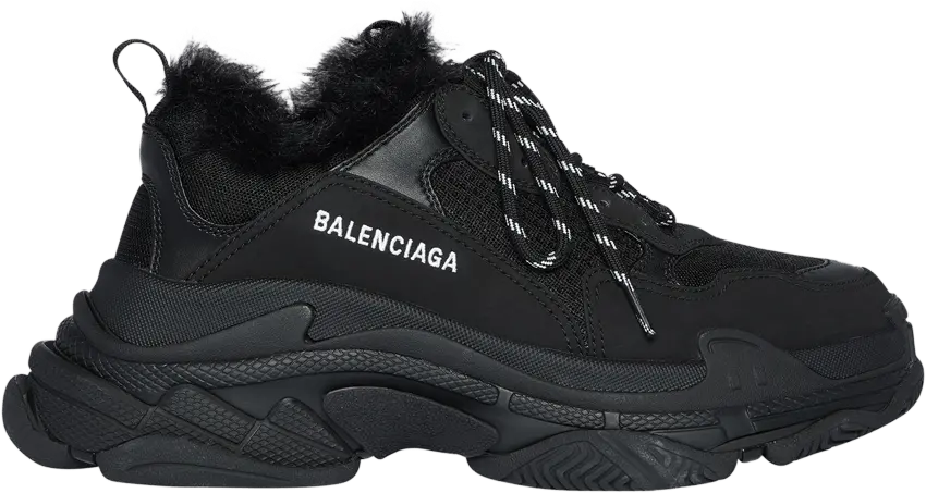  Balenciaga Wmns Triple S Sneaker &#039;Fake Fur - Black&#039;