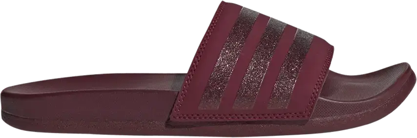  Adidas Wmns Adilette Comfort Slides &#039;Stripes Shimmer - Maroon&#039;