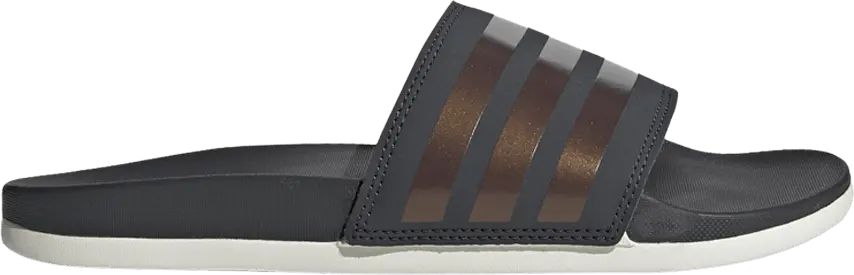  Adidas Wmns Adilette Comfort Slides &#039;Stripes Shimmer - Copper Metallic&#039;