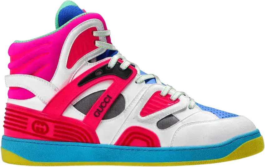  Gucci Basket High &#039;White Pink Blue&#039;