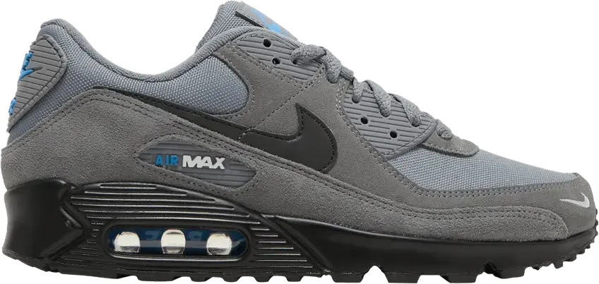  Nike Air Max 90 Smoke Grey Light Photo Blue Metallic Silver Black