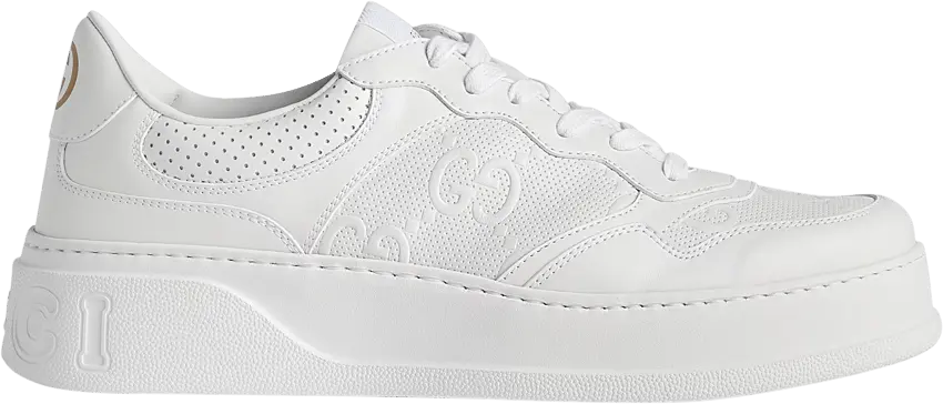  Gucci GG Embossed White Leather
