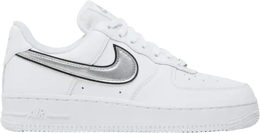  Nike Air Force 1 Low &#039;07 Essential White Metallic Silver Black (Women&#039;s)