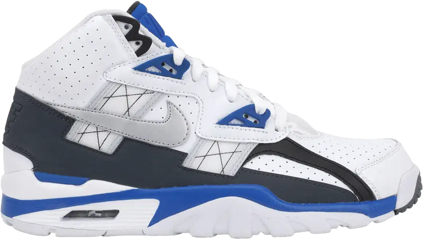  Nike Air Trainer SC High White Metallic Platinum Hyper Cobalt