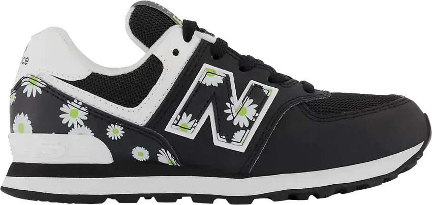  New Balance 574 Little Kid Wide &#039;Black Florals&#039;