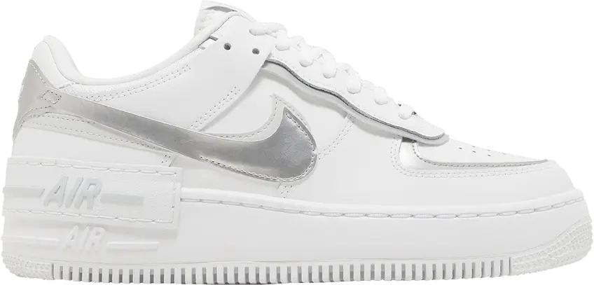  Nike Air Force 1 Low Shadow White Pure Platinum Metallic Silver (Women&#039;s)