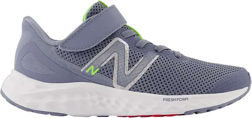  New Balance Fresh Foam Arishi v4 Bungee Lace Little Kid Wide &#039;Arctic Grey Pixel Green&#039;