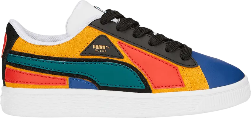  Puma Suede Little Kid &#039;Layers - Blazing Blue Varsity Green&#039;