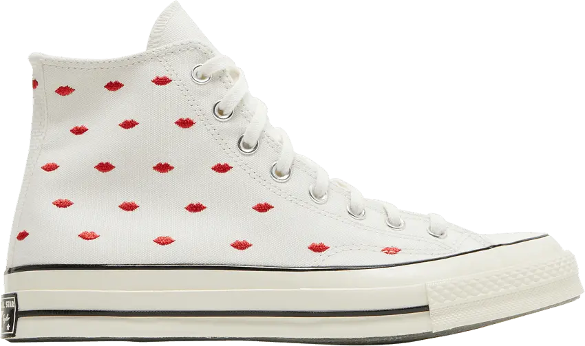  Converse Chuck Taylor All-Star 70 Hi Embroidered Lips Vintage White