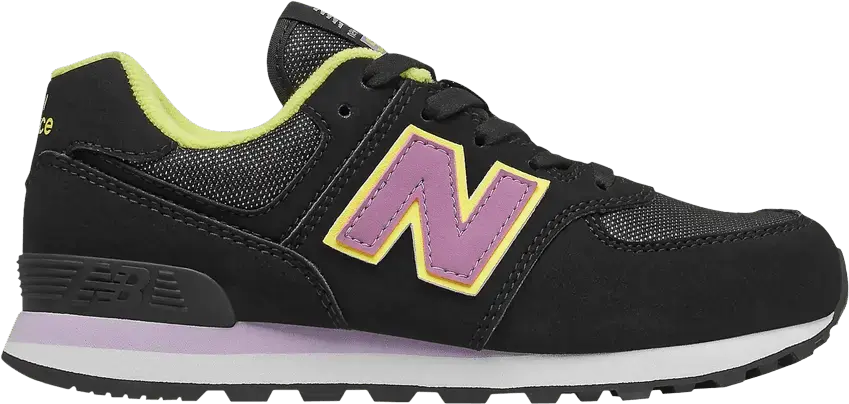  New Balance 574 Big Kid &#039;Fashion Metallic - Black Dark Violet Glow&#039;