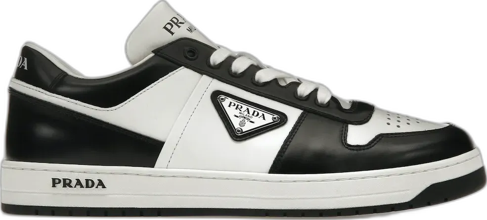  Prada Downtown Low Top Sneakers Leather White Black