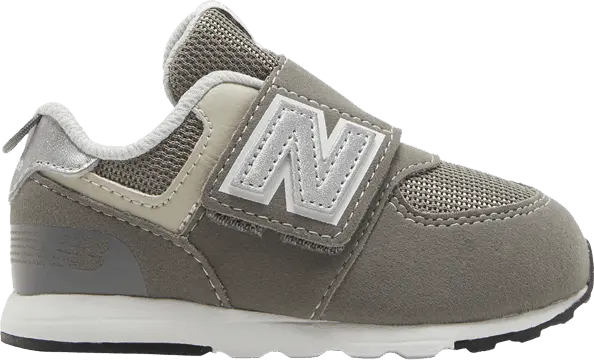  New Balance 574 New-B Hook &amp; Loop Toddler Wide &#039;Rain Cloud Silver Metallic&#039;