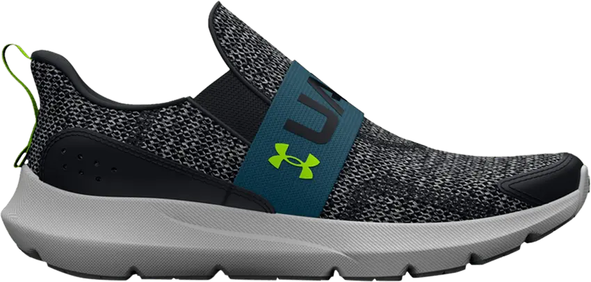  Under Armour Surge 3 Slip PS &#039;Black Static Blue Lime&#039;