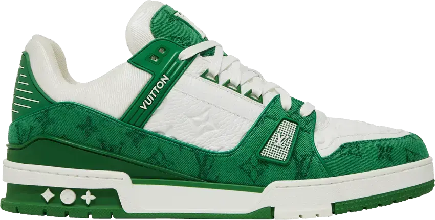  Louis Vuitton Trainer Green Monogram Denim White