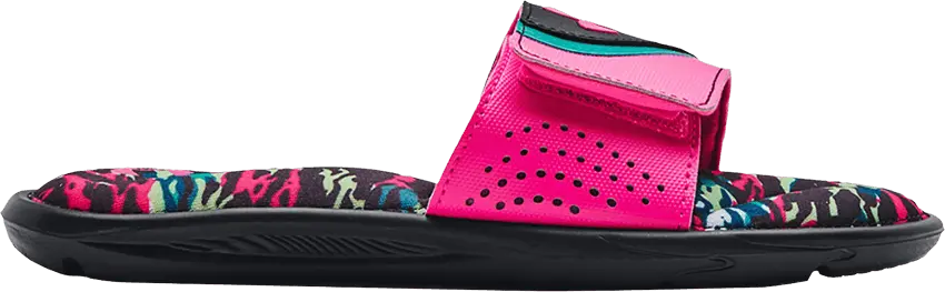  Under Armour Ignite 6 Graphic Footbed Slide GS &#039;Black Electro Pink&#039;