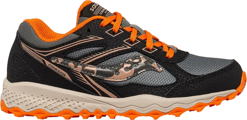  Saucony Cohesion TR14 Lace Big Kid &#039;Black Orange Camo&#039;