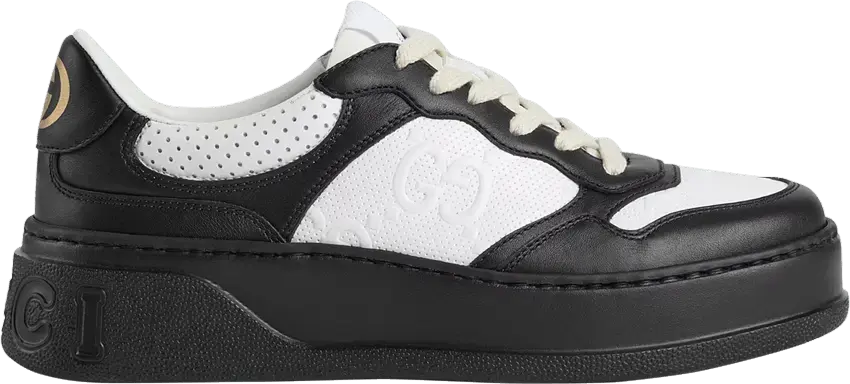  Gucci Wmns GG Embossed Sneaker &#039;Black White&#039;