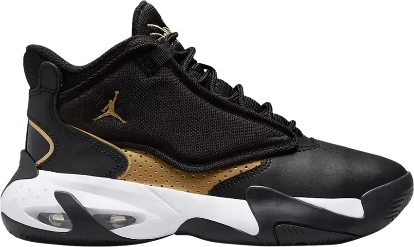  Jordan Max Aura 4 GS &#039;Black Metallic Gold&#039;