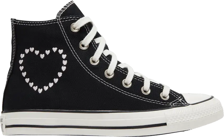  Converse Wmns Chuck Taylor All Star High &#039;Embroidered Hearts - Black&#039;