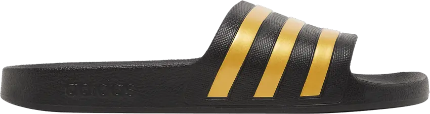  Adidas Adilette Aqua Slides &#039;Black Gold Metallic&#039;