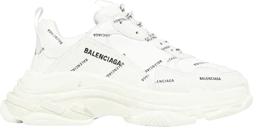  Balenciaga Triple S Allover Logo White