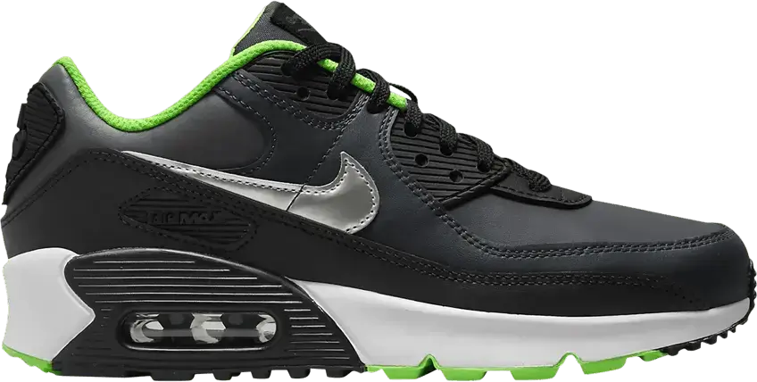  Nike Air Max 90 Leather GS &#039;Black Dark Smoke Grey&#039;