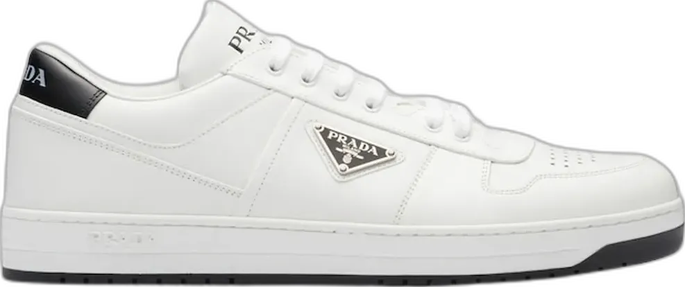  Prada Downtown Low Top Sneakers Leather White White Black