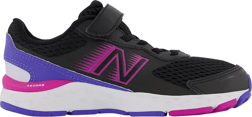  New Balance 680v6 Bungee Big Kid X-Wide &#039;Black Magenta Pop&#039;