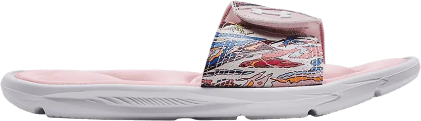  Under Armour Wmns Ignite 6 Graphic Strap Slide &#039;White Prime Pink&#039;