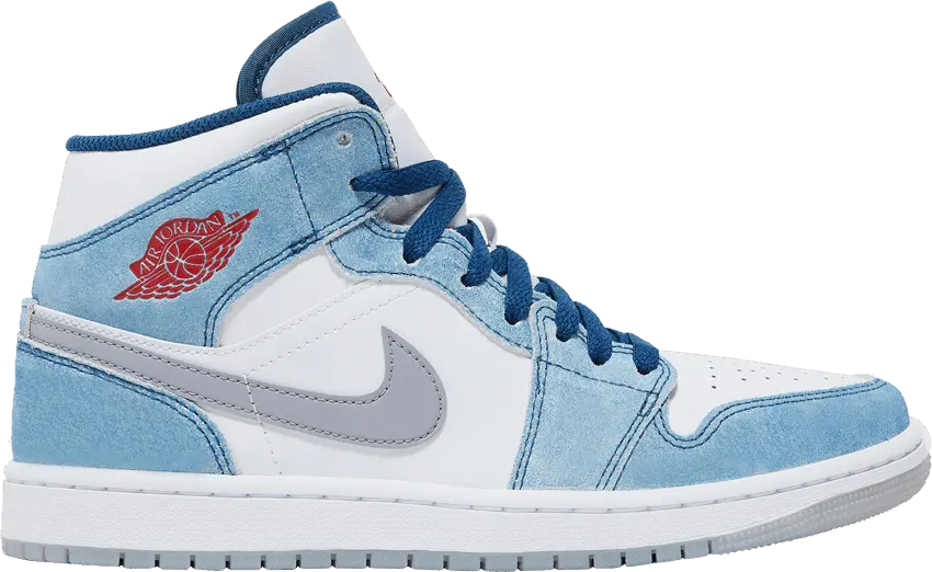  Jordan 1 Mid French Blue Fire Red