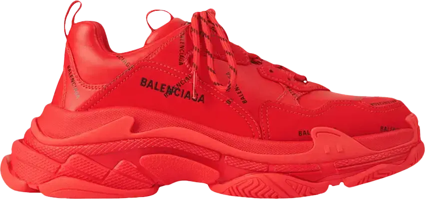  Balenciaga Wmns Triple S Sneaker &#039;Allover Logo - Red&#039;