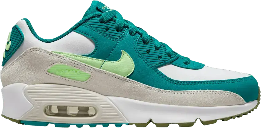 Nike Air Max 90 Leather GS &#039;Bright Spruce Barely Volt&#039;