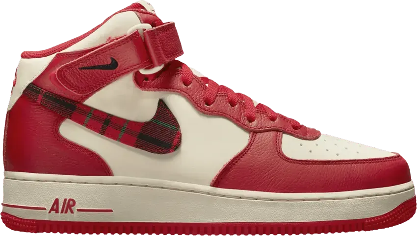  Nike Air Force 1 Mid &#039;07 LX Plaid Cream Red