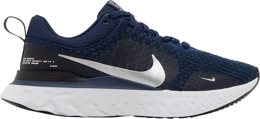  Nike React Infinity Run Flyknit 3 &#039;College Navy Metallic Silver&#039;