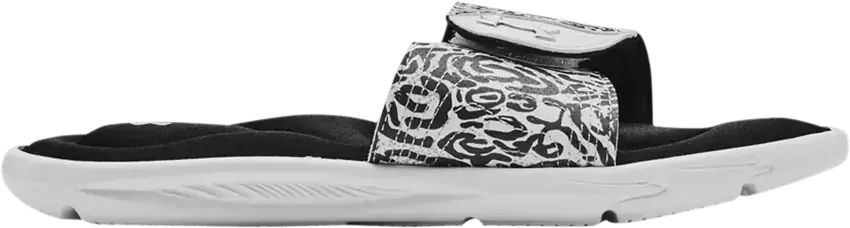  Under Armour Wmns Ignite 4 Graphic Strap Slide &#039;Zebra&#039;