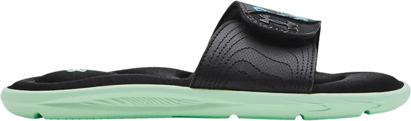  Under Armour Wmns Ignite 4 Graphic Strap Slide &#039;Black Aqua Foam&#039;