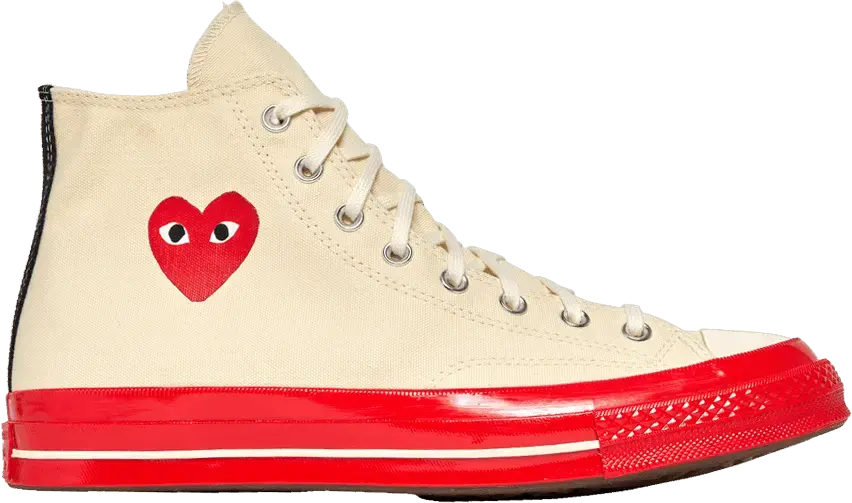  Converse Chuck Taylor All-Star 70 Hi Comme des Garcons PLAY Egret Red Midsole
