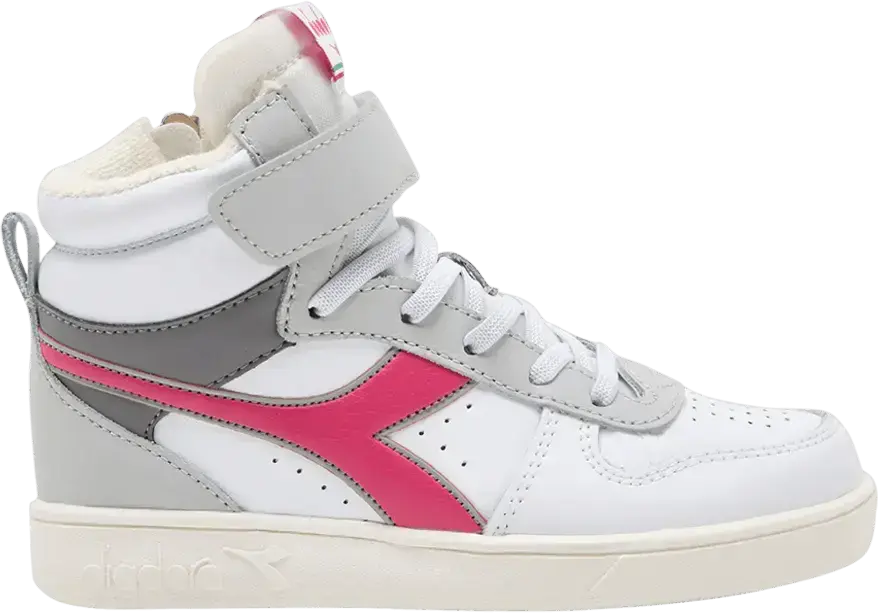  Diadora Magic Basket Mid Little Kid &#039;White Raspberry Sorbet&#039;