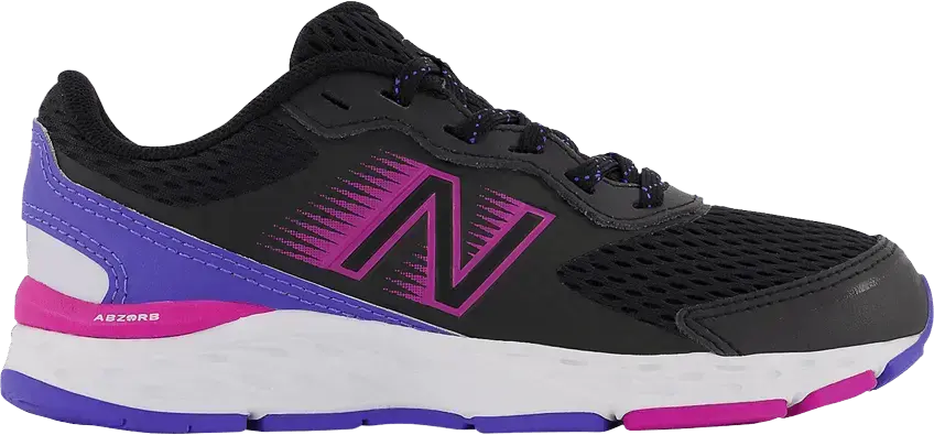  New Balance 680v6 Big Kid Wide &#039;Black Magenta Pop&#039;