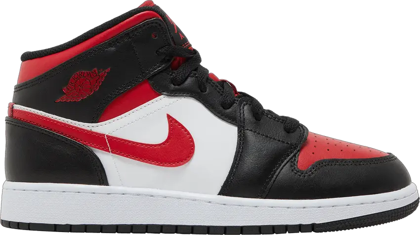  Air Jordan 1 Mid Black Fire Red (GS)