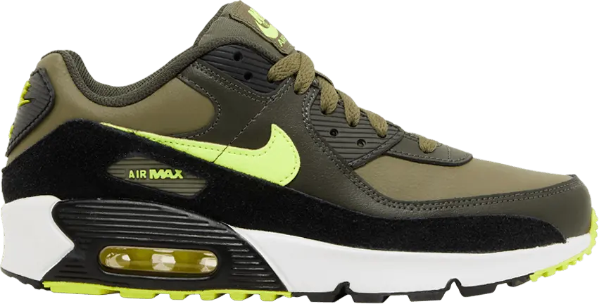  Nike Air Max 90 Leather GS &#039;Medium Olive Volt&#039;